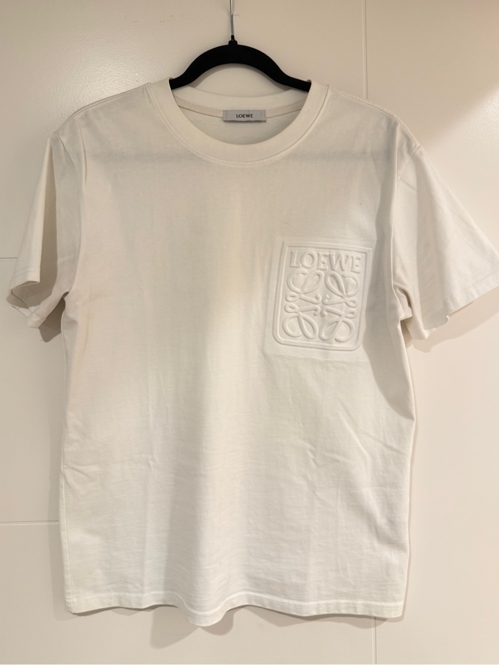 Loewe Men’s Raised Logo White T-Shirt Size Small